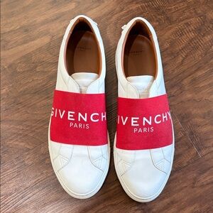 Givenchy Red and White Leather Slip-Ons